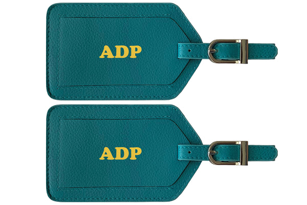 Personalized Monogrammed Leather Luggage Tags - 2 Pack - A&A Creative Designs