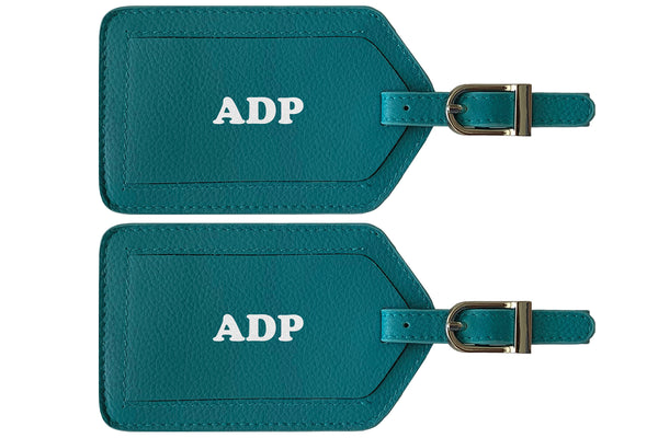Personalized Monogrammed Leather Luggage Tags - 2 Pack - A&A Creative Designs