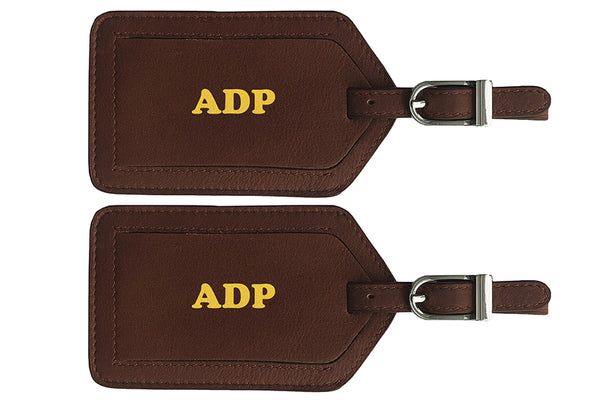 Personalized Monogrammed Leather Luggage Tags - 2 Pack - A&A Creative Designs