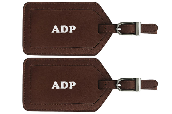Personalized Monogrammed Leather Luggage Tags - 2 Pack - A&A Creative Designs
