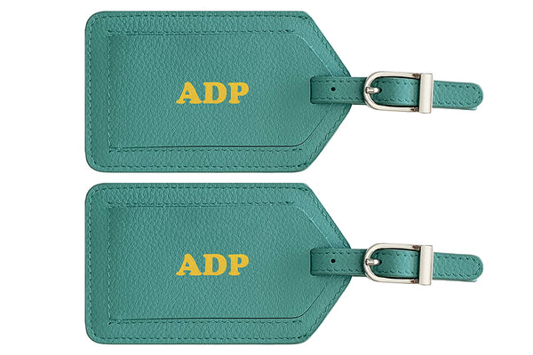 Personalized Monogrammed Leather Luggage Tags - 2 Pack - A&A Creative Designs