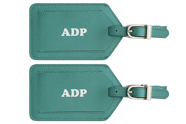 Personalized Monogrammed Leather Luggage Tags - 2 Pack - A&A Creative Designs