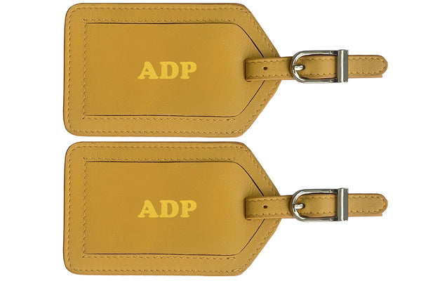 Personalized Monogrammed Leather Luggage Tags - 2 Pack - A&A Creative Designs