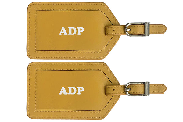 Personalized Monogrammed Leather Luggage Tags - 2 Pack - A&A Creative Designs