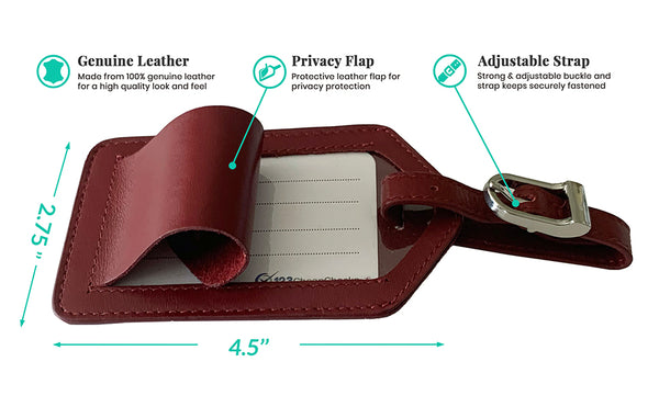 Personalized Monogrammed Leather Luggage Tag - A&A Creative Designs