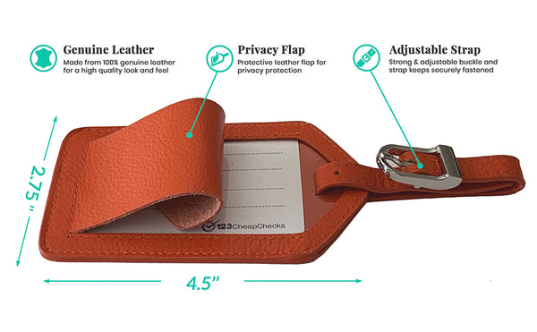 Personalized Monogrammed Leather Luggage Tags - 2 Pack - A&A Creative Designs