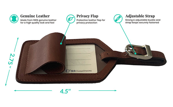 Personalized Monogrammed Leather Luggage Tags - 4 Pack - A&A Creative Designs