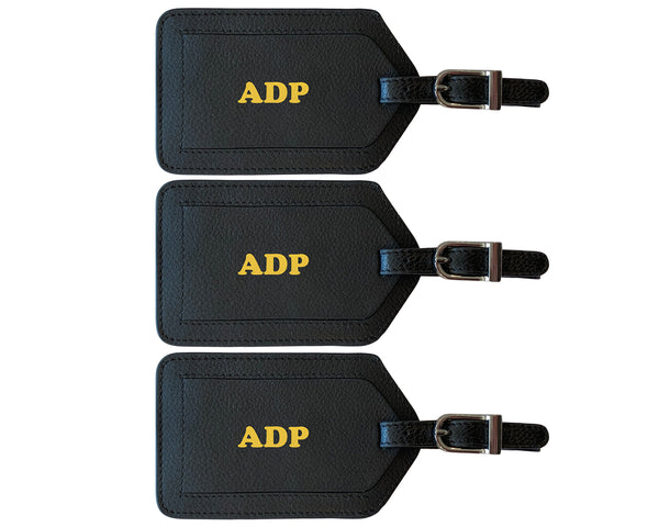 Personalized Monogrammed Leather Luggage Tags - 3 Pack - A&A Creative Designs