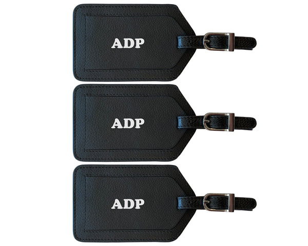 Personalized Monogrammed Leather Luggage Tags - 3 Pack - A&A Creative Designs