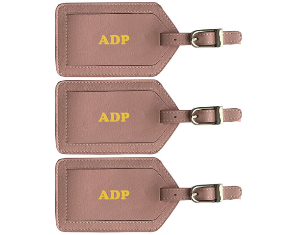Personalized Monogrammed Leather Luggage Tags - 3 Pack - A&A Creative Designs