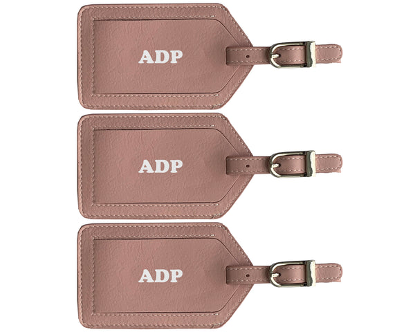 Personalized Monogrammed Leather Luggage Tags - 3 Pack - A&A Creative Designs