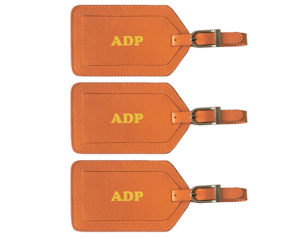 Personalized Monogrammed Leather Luggage Tags - 3 Pack - A&A Creative Designs