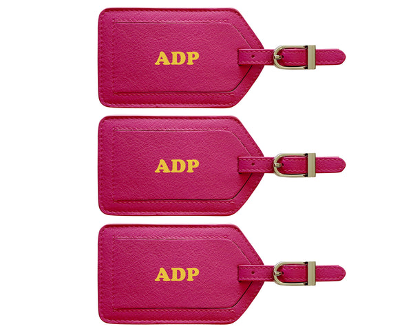 Personalized Monogrammed Leather Luggage Tags - 3 Pack - A&A Creative Designs