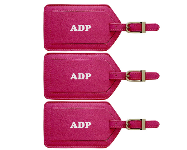 Personalized Monogrammed Leather Luggage Tags - 3 Pack - A&A Creative Designs