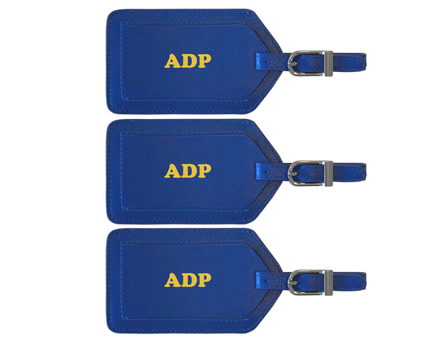Personalized Monogrammed Leather Luggage Tags - 3 Pack - A&A Creative Designs
