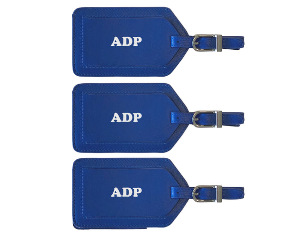 Personalized Monogrammed Leather Luggage Tags - 3 Pack - A&A Creative Designs