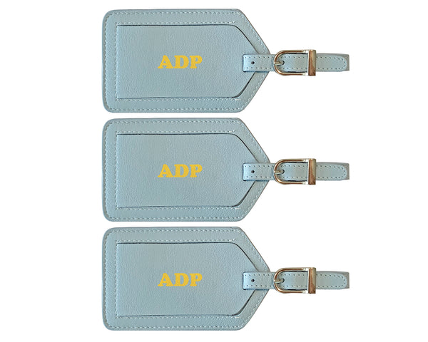 Personalized Monogrammed Leather Luggage Tags - 3 Pack - A&A Creative Designs