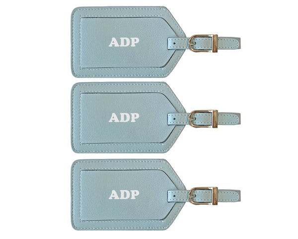 Personalized Monogrammed Leather Luggage Tags - 3 Pack - A&A Creative Designs