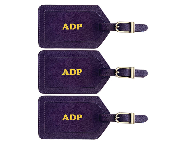 Personalized Monogrammed Leather Luggage Tags - 3 Pack - A&A Creative Designs