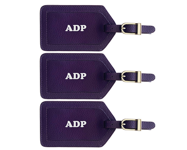 Personalized Monogrammed Leather Luggage Tags - 3 Pack - A&A Creative Designs