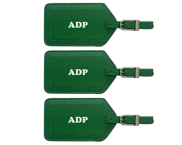Personalized Monogrammed Leather Luggage Tags - 3 Pack - A&A Creative Designs