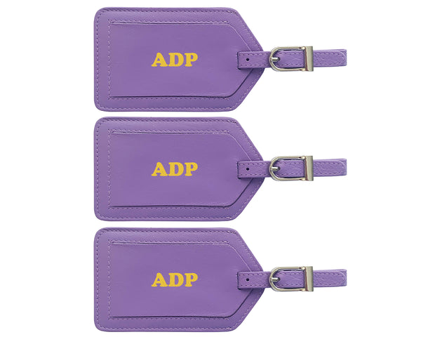 Personalized Monogrammed Leather Luggage Tags - 3 Pack - A&A Creative Designs