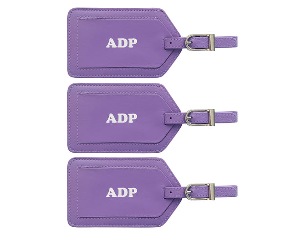 Personalized Monogrammed Leather Luggage Tags - 3 Pack - A&A Creative Designs