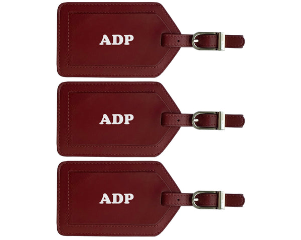Personalized Monogrammed Leather Luggage Tags - 3 Pack - A&A Creative Designs