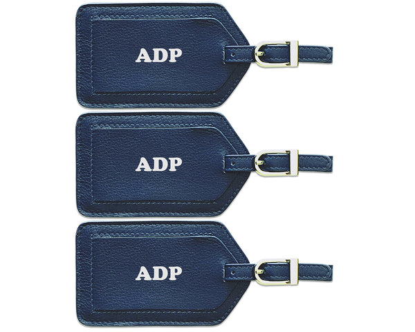 Personalized Monogrammed Leather Luggage Tags - 3 Pack - A&A Creative Designs