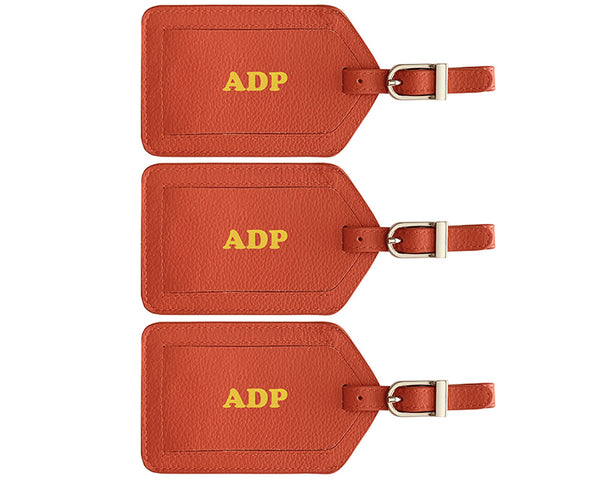 Personalized Monogrammed Leather Luggage Tags - 3 Pack - A&A Creative Designs