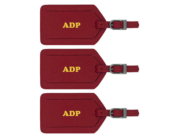Personalized Monogrammed Leather Luggage Tags - 3 Pack - A&A Creative Designs