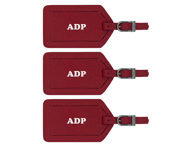 Personalized Monogrammed Leather Luggage Tags - 3 Pack - A&A Creative Designs