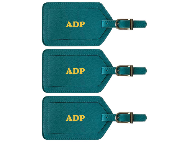 Personalized Monogrammed Leather Luggage Tags - 3 Pack - A&A Creative Designs