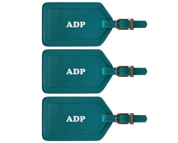 Personalized Monogrammed Leather Luggage Tags - 3 Pack - A&A Creative Designs