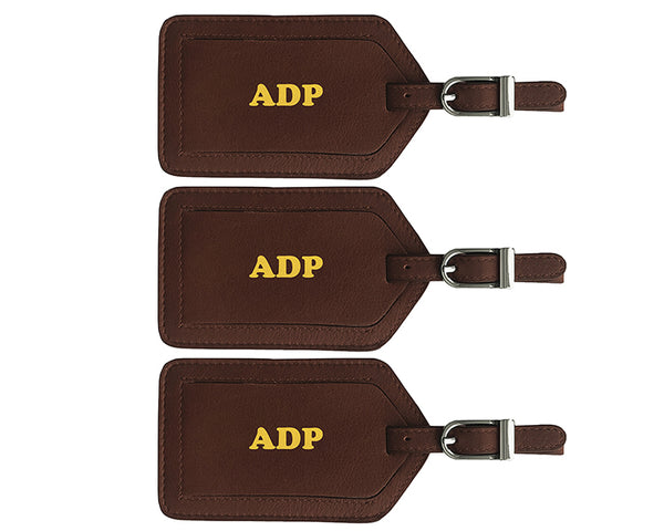 Personalized Monogrammed Leather Luggage Tags - 3 Pack - A&A Creative Designs