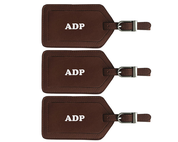 Personalized Monogrammed Leather Luggage Tags - 3 Pack - A&A Creative Designs
