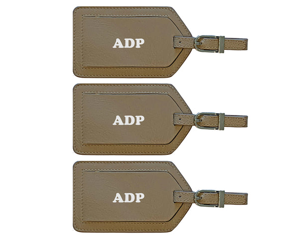 Personalized Monogrammed Leather Luggage Tags - 3 Pack - A&A Creative Designs