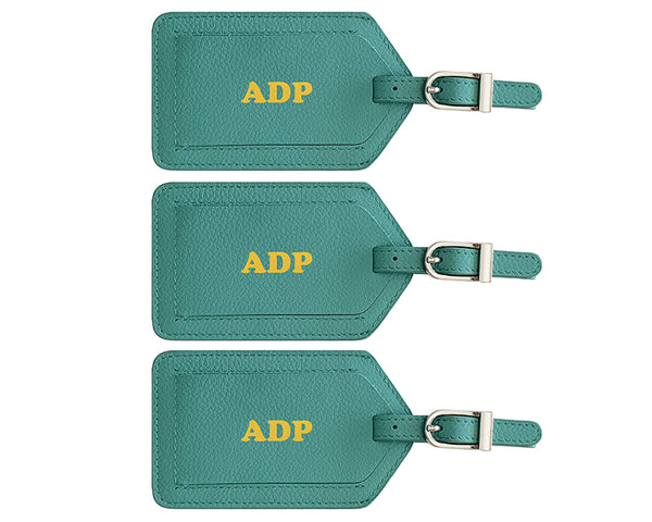 Personalized Monogrammed Leather Luggage Tags - 3 Pack - A&A Creative Designs