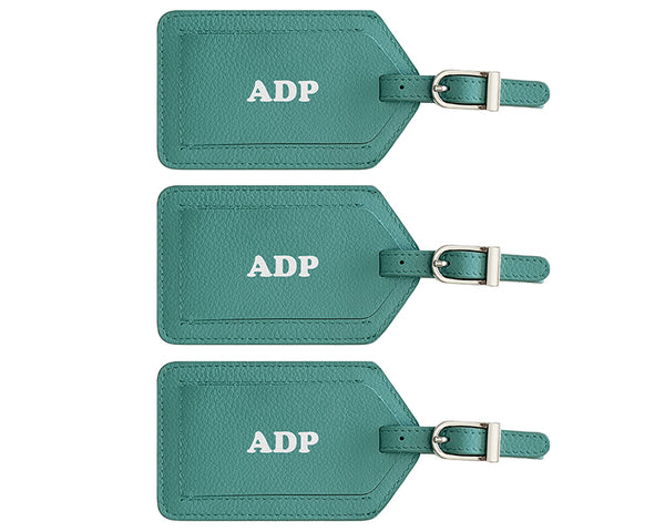 Personalized Monogrammed Leather Luggage Tags - 3 Pack - A&A Creative Designs