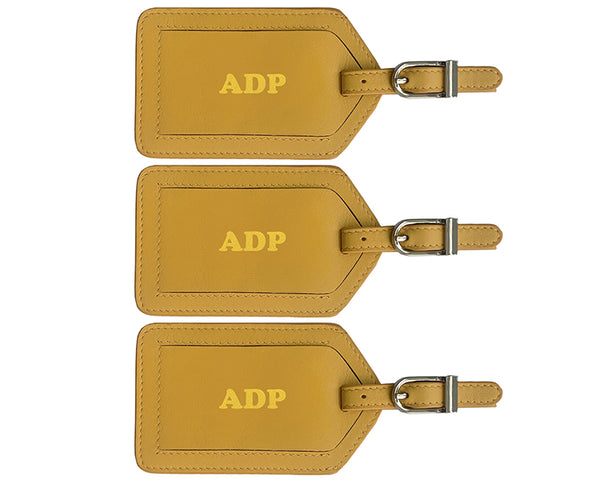 Personalized Monogrammed Leather Luggage Tags - 3 Pack - A&A Creative Designs