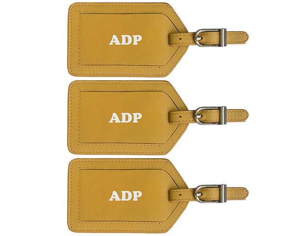 Personalized Monogrammed Leather Luggage Tags - 3 Pack - A&A Creative Designs