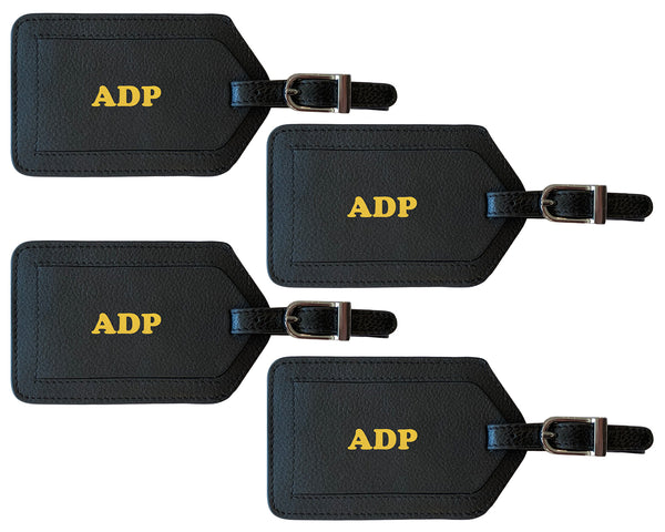 Personalized Monogrammed Leather Luggage Tags - 4 Pack - A&A Creative Designs