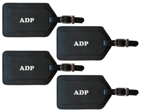 Personalized Monogrammed Leather Luggage Tags - 4 Pack - A&A Creative Designs
