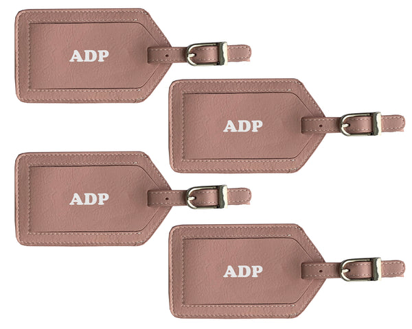 Personalized Monogrammed Leather Luggage Tags - 4 Pack - A&A Creative Designs