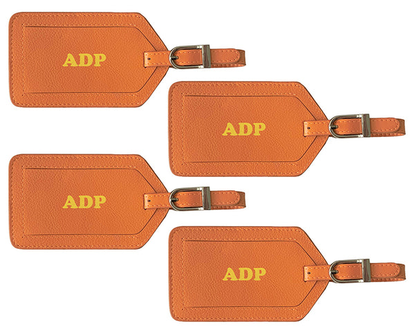 Personalized Monogrammed Leather Luggage Tags - 4 Pack - A&A Creative Designs