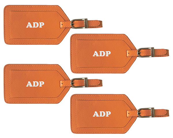 Personalized Monogrammed Leather Luggage Tags - 4 Pack - A&A Creative Designs