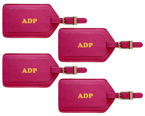 Personalized Monogrammed Leather Luggage Tags - 4 Pack - A&A Creative Designs