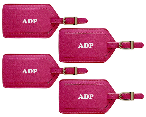 Personalized Monogrammed Leather Luggage Tags - 4 Pack - A&A Creative Designs