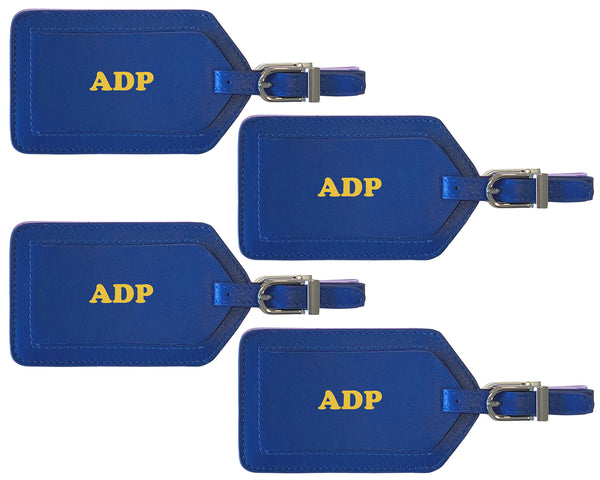 Personalized Monogrammed Leather Luggage Tags - 4 Pack - A&A Creative Designs