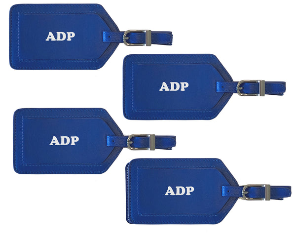 Personalized Monogrammed Leather Luggage Tags - 4 Pack - A&A Creative Designs